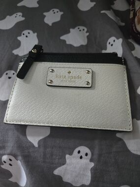 kate spade White and Black Leather Card Holder